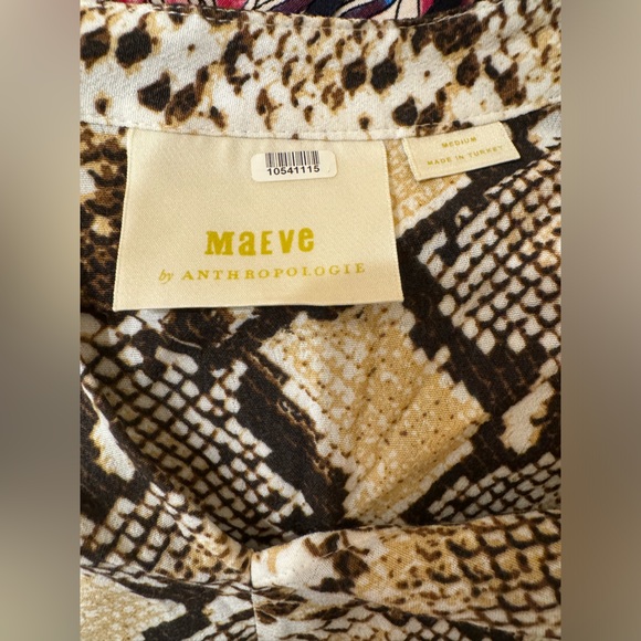 Anthropologie Maeve Juno Snakeskin Print Dress neutral 3/4 sleeve - Medium - Picture 6 of 8